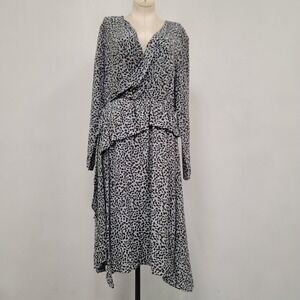Munthe Long Sleeve Haya Animal Print Maxi Dress Size 38 EUR 8 US Ruffle V Neck
